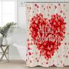 Hello Valentine's Day Shower Curtain for Bathroom 60" x 72", Romantic Love Heart Linen Texture Shower Curtain with Hooks Polyester Waterproof Home Bathtub Decor view 4
