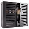 HITNET Black Bathroom Storage Cabinet, Hanging Medicine Cabinet with Adjustable Shelf, Bamboo Over The Toilet Wall Mounted Space Saver Organizer, Double Doors view 1