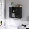 HITNET Black Bathroom Storage Cabinet, Hanging Medicine Cabinet with Adjustable Shelf, Bamboo Over The Toilet Wall Mounted Space Saver Organizer, Double Doors view 2