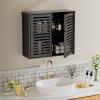 HITNET Black Bathroom Storage Cabinet, Hanging Medicine Cabinet with Adjustable Shelf, Bamboo Over The Toilet Wall Mounted Space Saver Organizer, Double Doors view 4
