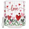 Valentine's Day Shower Curtain for Bathroom 72" x 78", Romantic Love Heart Trees White Background Shower Curtain with Hooks Polyester Waterproof Home Bathtub Decor view 1