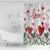 Valentine's Day Shower Curtain for Bathroom 72" x 78", Romantic Love Heart Trees White Background Shower Curtain with Hooks Polyester Waterproof Home Bathtub Decor view 2