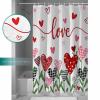 Valentine's Day Shower Curtain for Bathroom 72" x 78", Romantic Love Heart Trees White Background Shower Curtain with Hooks Polyester Waterproof Home Bathtub Decor view 3