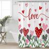 Valentine's Day Shower Curtain for Bathroom 72" x 78", Romantic Love Heart Trees White Background Shower Curtain with Hooks Polyester Waterproof Home Bathtub Decor view 4