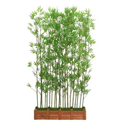 3ft 4ft 5ft 6ft 6.5ft 7ft Tall Faux Decor Bamboo Plants in Rectangular Wood Planter, Indoor Partition Wall Divider Screen Fake Bamboo Silk Trees Scenery Greenery ( Color : 1.8m Tall , Size : 120x18x18