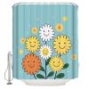 Abstract Shower Curtain for Bathroom 60" x 72", Cute Yellow and White Smile Flowers Blue Shower Curtain with Hooks Polyester Waterproof Home Bathtub Decor view 1