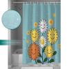 Abstract Shower Curtain for Bathroom 60" x 72", Cute Yellow and White Smile Flowers Blue Shower Curtain with Hooks Polyester Waterproof Home Bathtub Decor view 3