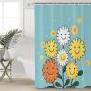 Abstract Shower Curtain for Bathroom 60" x 72", Cute Yellow and White Smile Flowers Blue Shower Curtain with Hooks Polyester Waterproof Home Bathtub Decor view 4