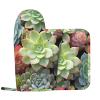 Cactus Succulents Oven Mitts and Pot Holders 2 PCS for Kitchen Heat Resistant Non Slip Oven Gloves Hot Pads Funny Oven Mitt Potholder with Hanging Loop for Cooking Grilling Baking BBQ Kitchen Decor view 1
