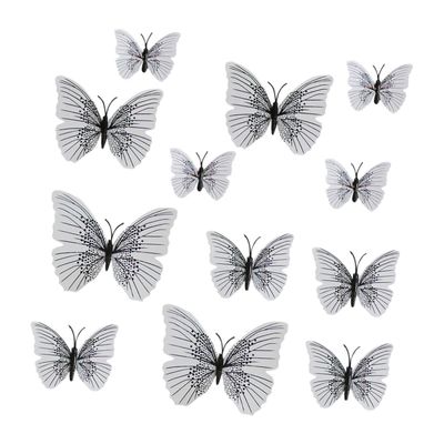 BRIGHTFUFU 12pcs 3D Fridge Magnets Stickers PVC Magnetic Sticker Black Realistic Butterfly Decor for Home