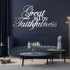 Metal Bible Verses Wall Decor-Great is Thy Faithfulness Metal Scripture Sign,Great is Your Faithfulness Wall Art,Bible Inspirational Saying Quotes Decor,Living Room Hanging(52"x 29"| 134x76cm, Sliver) view 1
