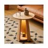 CHICKEN Coffee Table Round Side Table Home Wooden Small Coffee Table Living Room Bedroom Corner Table Double Storage Rack with Night Light Living Room Table view 1