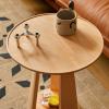 CHICKEN Coffee Table Round Side Table Home Wooden Small Coffee Table Living Room Bedroom Corner Table Double Storage Rack with Night Light Living Room Table view 4