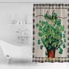St. Patrick's Day Shower Curtain for Bathroom 48" x 72", Green Clover Black Buffalo Plaid Linen Texture Shower Curtain with Hooks Polyester Waterproof Home Bathtub Decor view 2