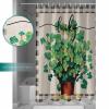 St. Patrick's Day Shower Curtain for Bathroom 48" x 72", Green Clover Black Buffalo Plaid Linen Texture Shower Curtain with Hooks Polyester Waterproof Home Bathtub Decor view 3