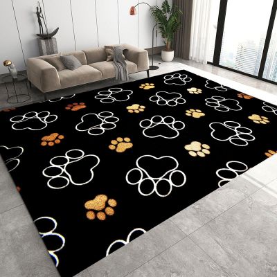 ERAYNA Cute Cartoon Dog Paw Area Rugs, Gold Dog Paw Print Soft Washable Carpet, Upholstery Rug with Non-Slip Backing for Kids Boys Girls Bedroom Living Room Dining Room Study 4ftx6ft