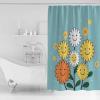 Abstract Shower Curtain for Bathroom 66" x 72", Cute Yellow and White Smile Flowers Blue Shower Curtain with Hooks Polyester Waterproof Home Bathtub Decor view 2