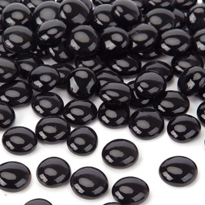 DomeStar 1LB Flat Glass Marbles, Black Glass Beads Bulk Vase Fillers Gemstones Decorative Pebbles for Table Aquarium Home Decor DIY Craft