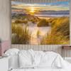 HVEST Ocean Beach Tapestry Wall Hanging, Seaside Grass and Sunrise Sunset Wall Decor, Nature Landscape Tapestry for Living Room Bedroom Aesthetic Decor, 40L x 60W Inches view 3