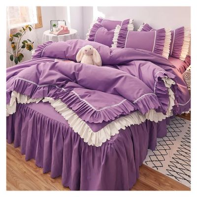 Bed, Pink Ruffle Bedding Set Luxury Bed Skirt Bed Sheet Bedspread Quilt Cover Girl Bedspread Pillowcase