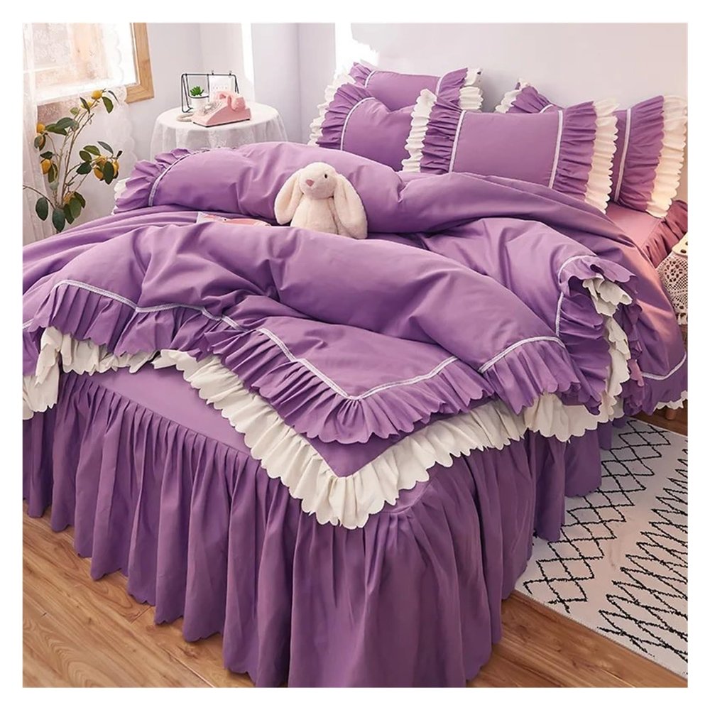 Bed, Pink Ruffle Bedding Set Luxury Bed Skirt Bed Sheet Bedspread Quilt Cover Girl Bedspread Pillowcase