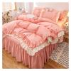Bed, Pink Ruffle Bedding Set Luxury Bed Skirt Bed Sheet Bedspread Quilt Cover Girl Bedspread Pillowcase view 2