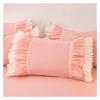 Bed, Pink Ruffle Bedding Set Luxury Bed Skirt Bed Sheet Bedspread Quilt Cover Girl Bedspread Pillowcase view 4