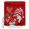 Happy Valentine's Day Shower Curtain for Bathroom 36" x 72", Love Heart Trees Gnome Red Background Shower Curtain with Hooks Polyester Waterproof Home Bathtub Decor view 1