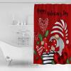 Happy Valentine's Day Shower Curtain for Bathroom 36" x 72", Love Heart Trees Gnome Red Background Shower Curtain with Hooks Polyester Waterproof Home Bathtub Decor view 2