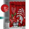 Happy Valentine's Day Shower Curtain for Bathroom 36" x 72", Love Heart Trees Gnome Red Background Shower Curtain with Hooks Polyester Waterproof Home Bathtub Decor view 3