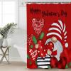 Happy Valentine's Day Shower Curtain for Bathroom 36" x 72", Love Heart Trees Gnome Red Background Shower Curtain with Hooks Polyester Waterproof Home Bathtub Decor view 4