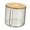 jojofuny Clear Round Roll Tissue Box Holder with Bamboo Lid Tabletop Napkin Dispenser for Bathroom Kitchen Office and Home view 1