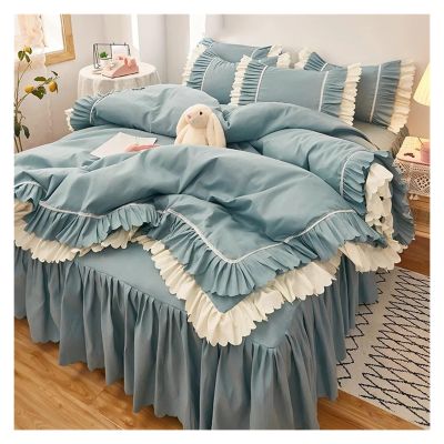 Bed, Pink Ruffle Bedding Set Luxury Bed Skirt Bed Sheet Bedspread Quilt Cover Girl Bedspread Pillowcase