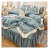 Bed, Pink Ruffle Bedding Set Luxury Bed Skirt Bed Sheet Bedspread Quilt Cover Girl Bedspread Pillowcase view 1