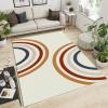 ERAYNA Bohemian Rainbow Lines Area Rugs, Simple Rainbow Art Indoor Non-Slip Kids Rug, Upholstery Rug with Non-Slip Backing for Kids Boys Girls Bedroom Living Room Dining Room Study 6.6ftx5.3ft view 3