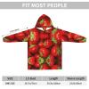 AMAZWI Red Strawberry Fruit Wearable Blanket Hoodie, Oversized Blanket Sweatshirt Soft Warm Comfortable Pullover With Pocket view 2
