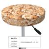 Velvet Round Stool Covers, Wood Floral Pattern Round Stool Cushion Slipcover with Elastic Bands, Luxury Bar Stool Seat Covers Round Circle Bar Stool Covers for 12-14" Chair view 4