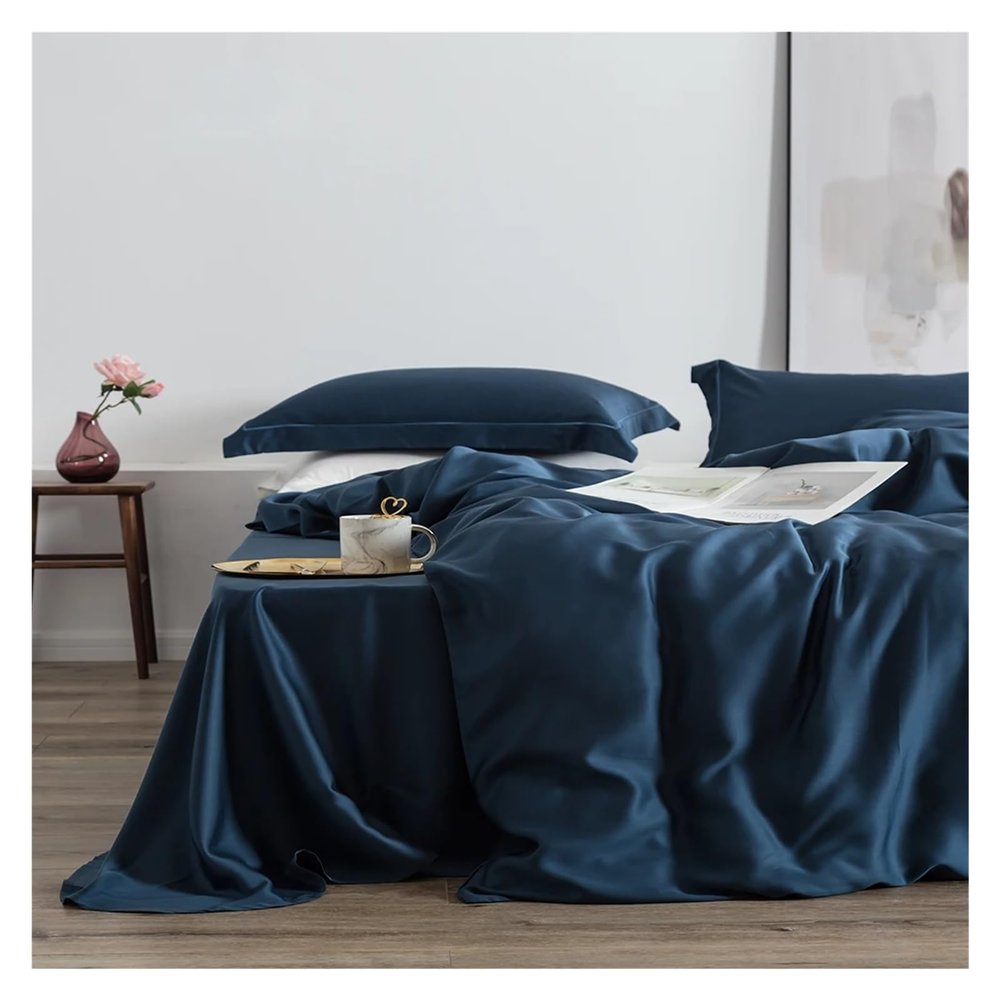 Bed, Silk Blue Bedding Sets Silky Beauty Queen Size King Size Duvet Cover Set Sheets Pillowcases Bedding Sets Bedding