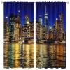 City Curtains Manhattan New York City USA Skyline Night of View Ocean Modern 3D Print Pattern for Bedroom Living Room Darkening Window Drapes 2 Panels 52x96in view 1