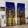 City Curtains Manhattan New York City USA Skyline Night of View Ocean Modern 3D Print Pattern for Bedroom Living Room Darkening Window Drapes 2 Panels 52x96in view 4
