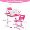 Real Relax Kids Desk and Chair Set, Children's Multifunctional School Tables with Tilt Desktop, LED Light, Metal Hook Pink view 3