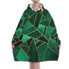 AMAZWI Black And Gold Geometric Wearable Blanket Hoodie, Oversized Blanket Sweatshirt Soft Warm Comfortable Pullover With Pocket view 1