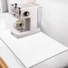 Matace Designer Coffee Bar Mat, Small 12 x 19 Inches, Rubber Backing, Absorbent Coffee Maker Mats for Dish Drying, Kitchen Countertop, Heat Resistant, Solid White view 1