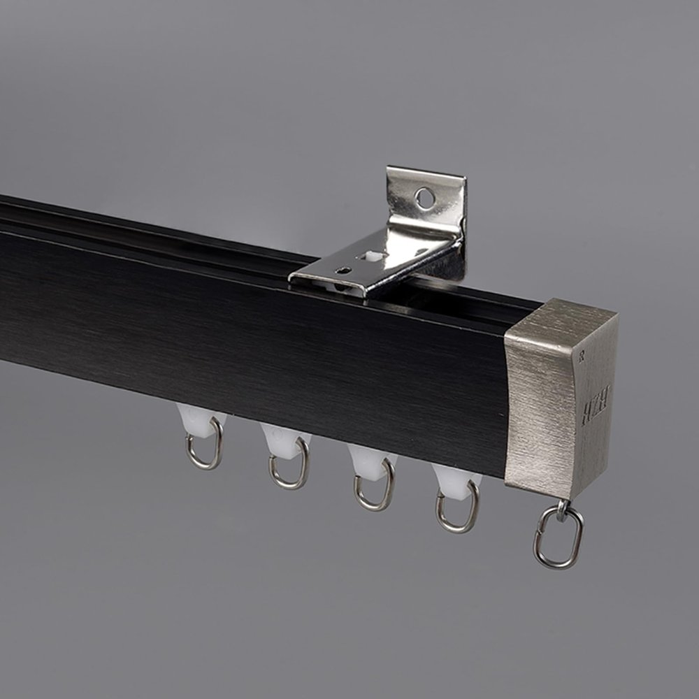 ACHZYFT Curtain Track System, Ceiling Mounted/Side Mounted Curtain Track, RV Curtain Track, Room Divider Curtain Rods(Size:3.1M,Color:Black - Side Mount)