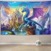 ANMOGID Large Dragon Tapestry Castle Dragon Backdrop Wall Hanging Aesthetic Purple Blue Decoration For Bedroom Living Room Fantasy Wall Art Tapestries 90"x59" view 1