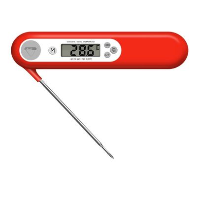 CARUTU Digital Meat Thermometer, 2s Instant Read Digital Cooking Thermometer, Kitchen Food Thermometer with Backlight & Ambidextrous Display for Grilling, BBQ, Baking, Candy, Liquids (Color : Red)