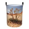 Desert Plant print Laundry Hamper with Handle Waterproof Collapsible Organizer Baskets Circular Dirty Clothes Organizer Basket Portable Storage Bin for Bathroom Bedroom Dorm view 2