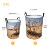 Desert Plant print Laundry Hamper with Handle Waterproof Collapsible Organizer Baskets Circular Dirty Clothes Organizer Basket Portable Storage Bin for Bathroom Bedroom Dorm view 3