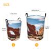 Arches national park entrance print Laundry Hamper with Handle Waterproof Collapsible Organizer Baskets Circular Dirty Clothes Organizer Basket Portable Storage Bin for Bathroom Bedroom Dorm view 3