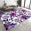 3D Blue Purple Orchid Area Rug, Hand Drawn Ink Leaves Retro Plant Living Room Carpet, Sofa Cushion Do Not Fade Pattern Clear Apply to Farmhouse Bedroom Area Bath Mat,58ft/150 * 240cm view 1